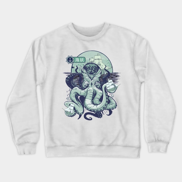Kraken The Great Sea Monster Crewneck Sweatshirt by origato
